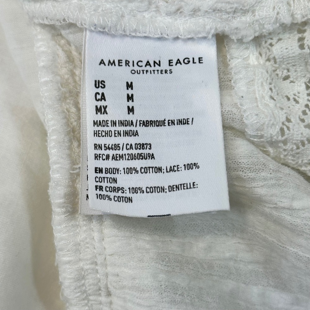 American Eagle White Cotton Lace Peplum Blouse Long Sleeve M 9312678854 - Picture 5 of 9